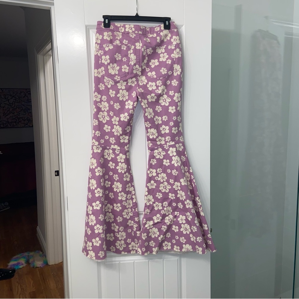 Free People Float On Print Jeans, Purple Hibiscus. 28.